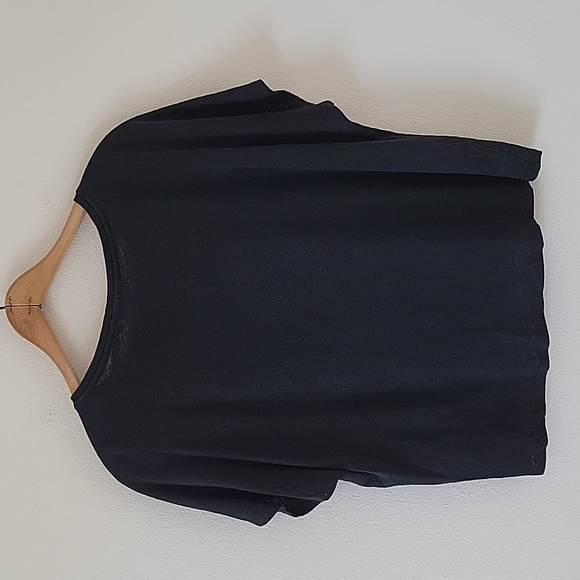 Chico's Black Linen Short Sleeve Tie Front Boxy Tee Size Medium - Picture 4 of 6